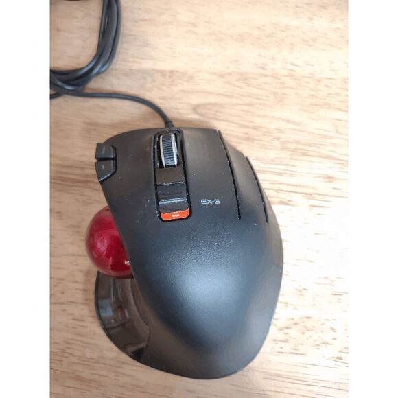 Elecom EX-G Wired Trackball Mouse M-XT2URBK-G Ergonomic Design Red Ball TESTED - Picture 2 of 3